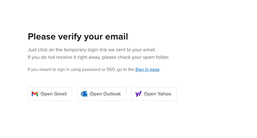 Verify email screen
